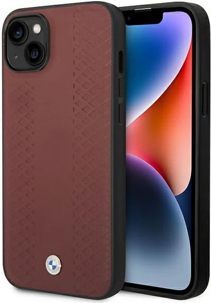 Mbështjellës BMW BMHCP14S22RFGR për iPhone 14 6.1", lëkurë, Diamond Pattern, e kuqe burgundy