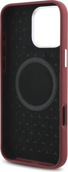 Mbështjellës Mercedes Silicone me vijë të bardhë MagSafe për iPhone 16 Pro Max, Kuq