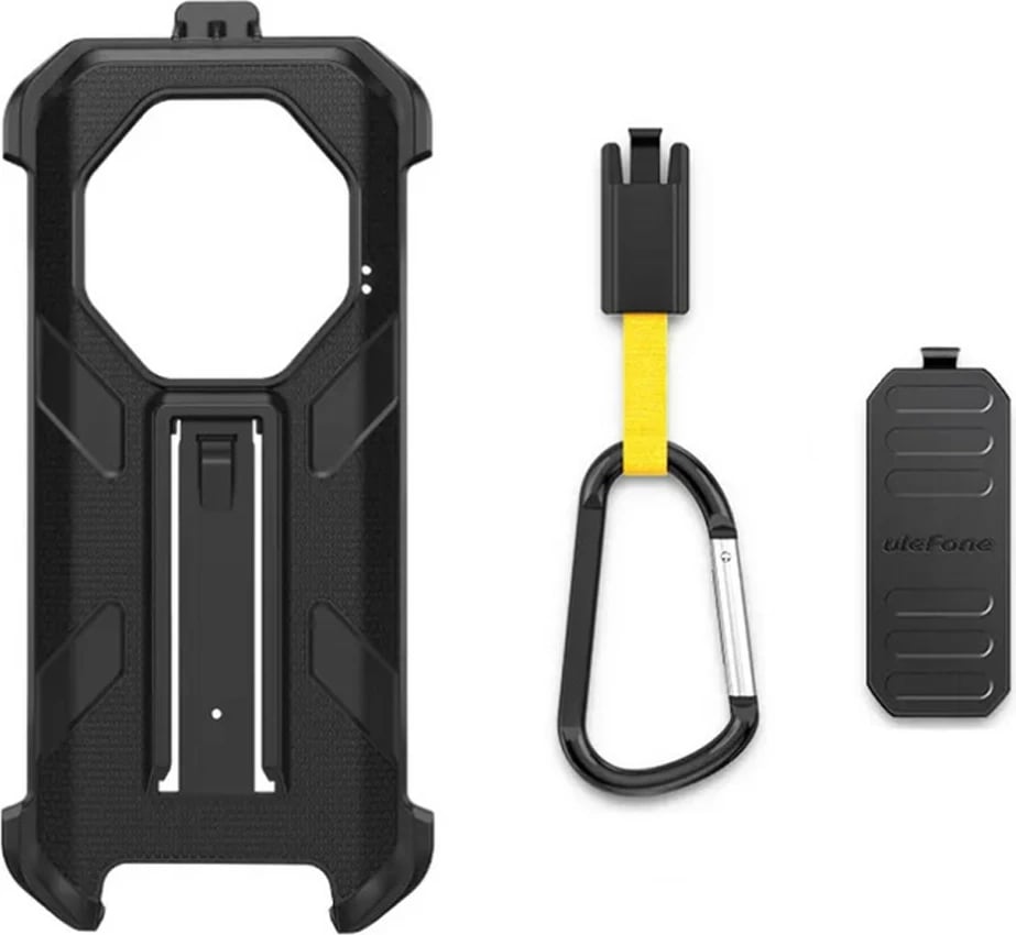 Mbështjellës Ulefone Armor X32/X32 Pro, plastikë, i zi, me karabiner dhe klips