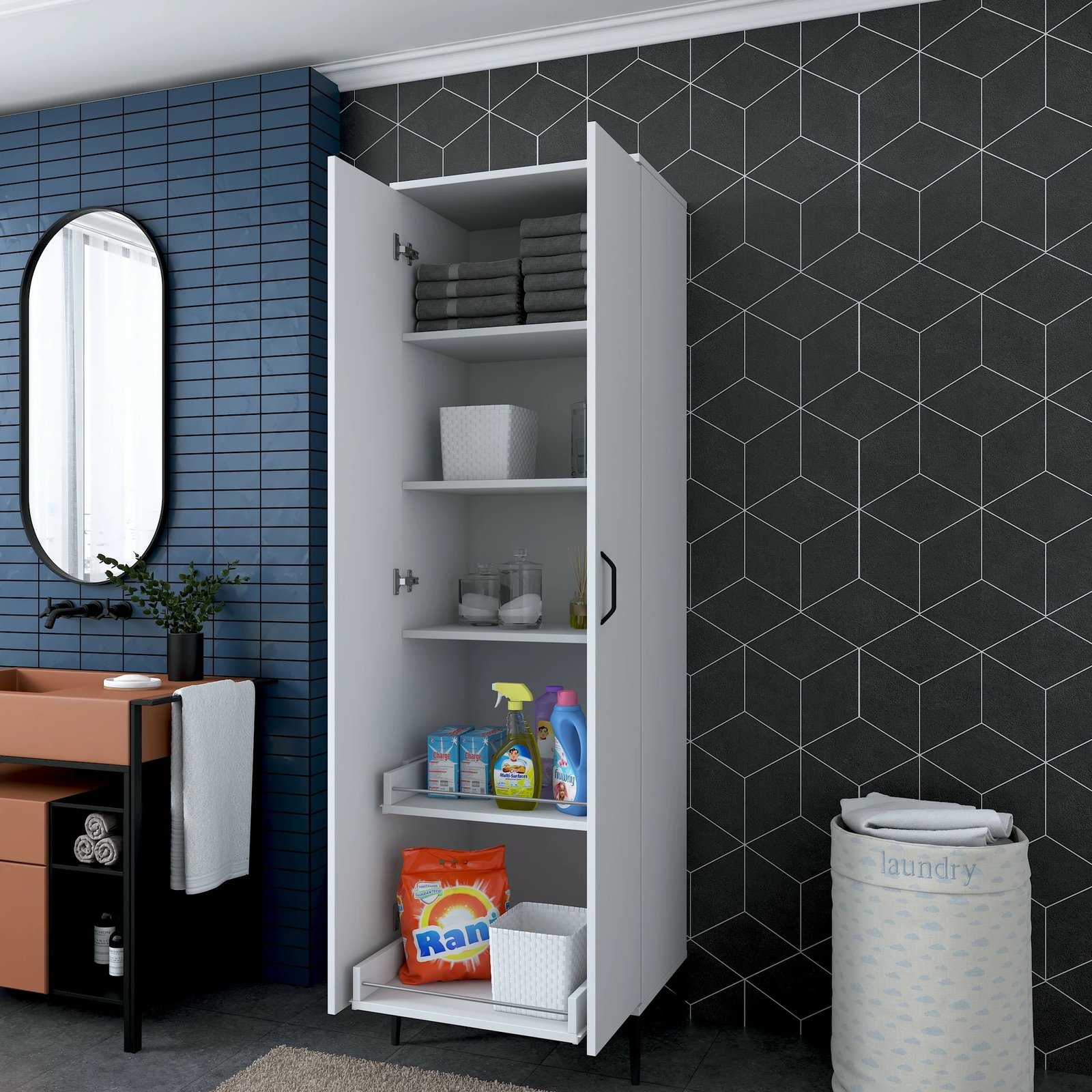 Dollap shumëpërdorimësh, ngjyrë e bardhë, Skye Decor, JE110 - 2945