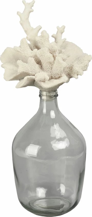 Shishe dekorative Coralli me kapak korali, xham transparent, polirezine bezhë, 27x24x65cm