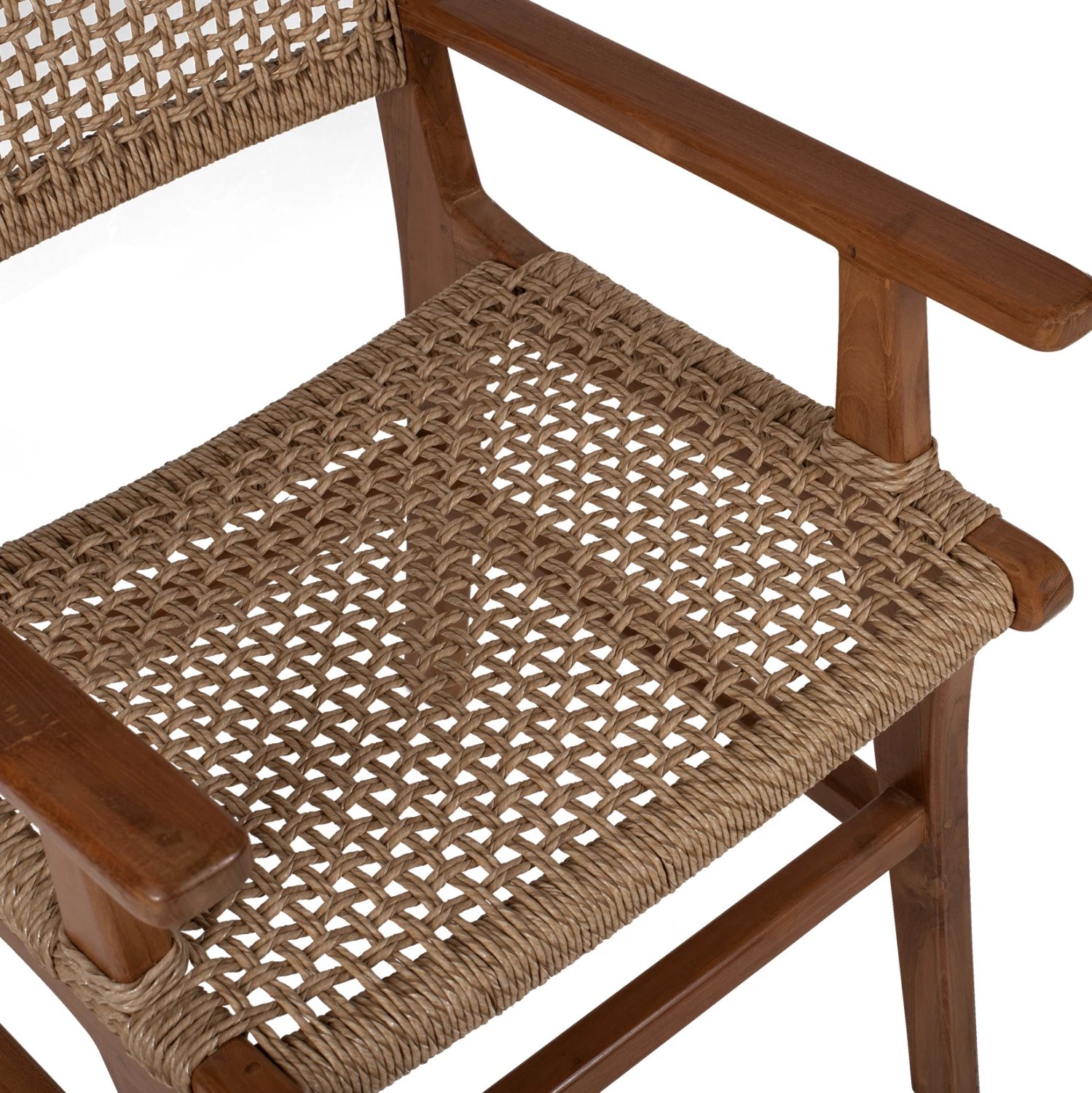 Karrige me krahë, dru teak, ngjyrë natyrale, litar rattan, 54x58x88H cm, FH9385.01