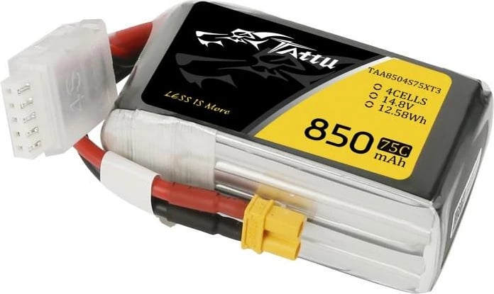 Bateri LiPo Tattu 850mAh 14.8V 75C 4S1P, XT-30