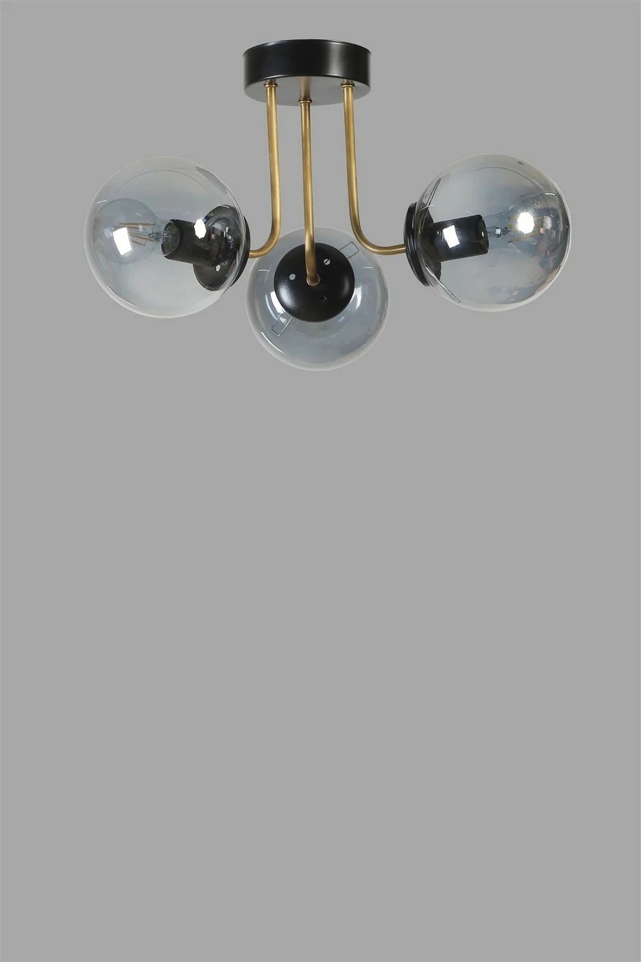 Llambadar Opviq, 8794-3, metal e xham, ngjyrë e zezë dhe fume, 40x30cm