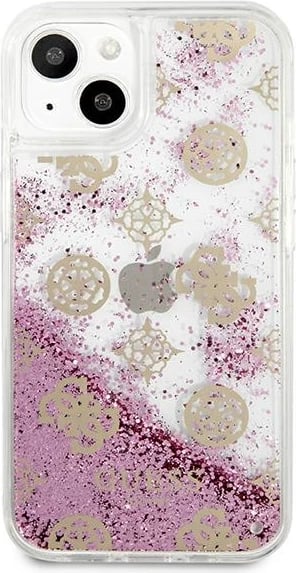Mbështjellës Guess Peony Liquid Glitter për iPhone 13 mini 5.4", Rozë