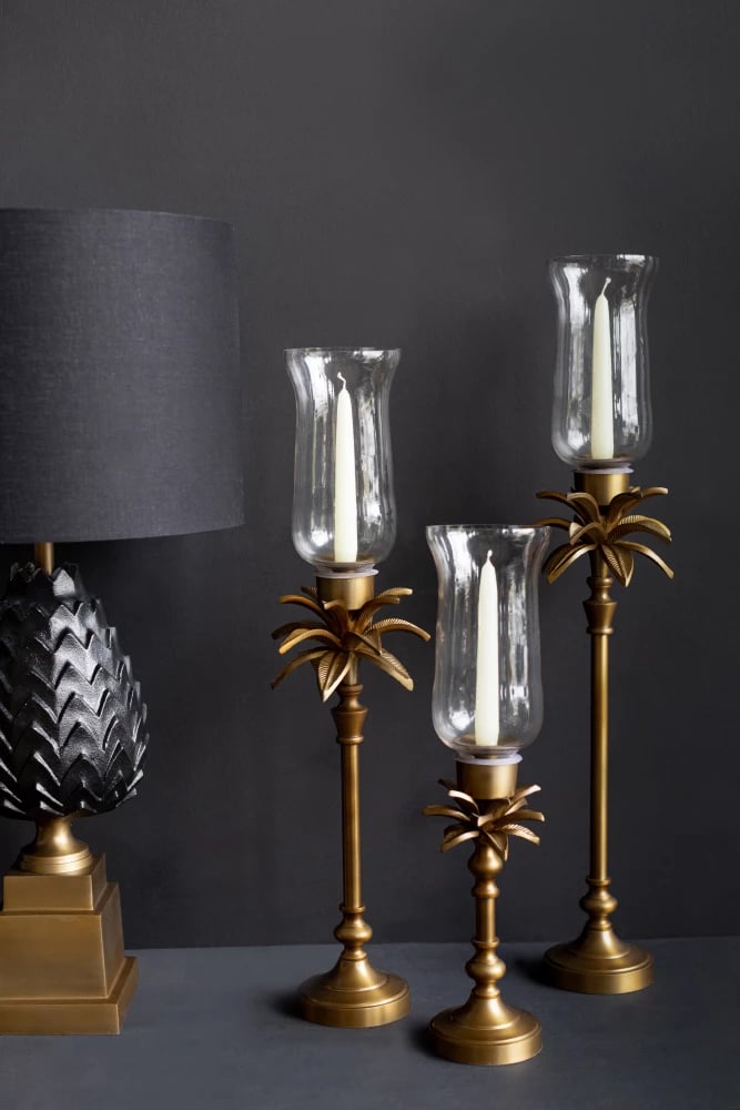 Mbajtëse qirinjsh ANANIA 3, alumin, xham, bronzi, 14x14x79cm