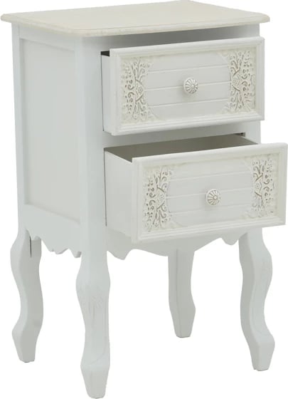 Komodinë Pazlen Inart, ngjyrë e bardhë antike, MDF, 40x45x65cm