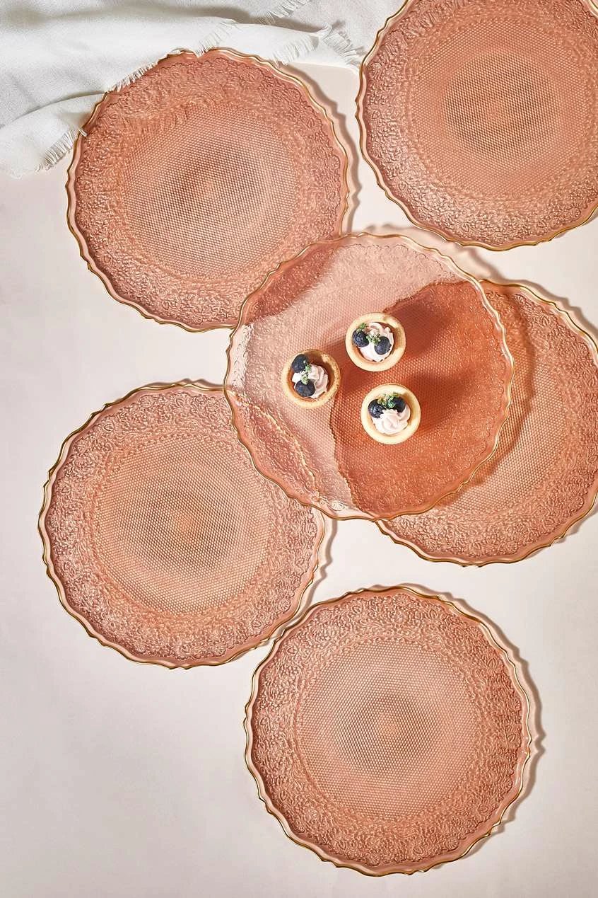 Set pjatash për ëmbëlsira, 6 copë, Hermia, ngjyrë trëndafili, Goblen