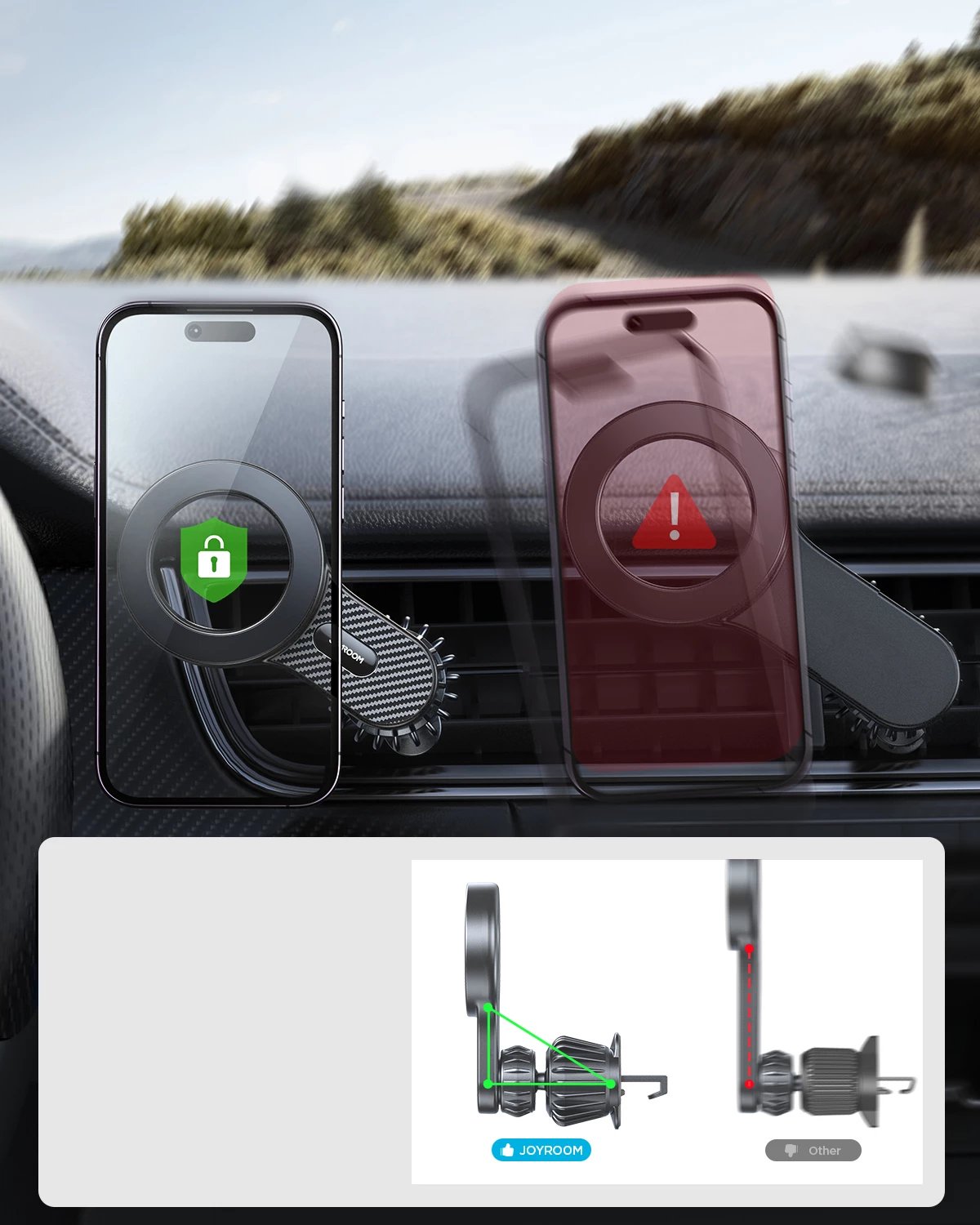 Mbështjellës magnetik për makinë Joyroom JR-ZS355 për iPhone, MagSafe, zi