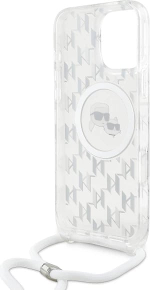 Mbështjellës Karl Lagerfeld IML Crossbody Monogram Karl & Choupette Head MagSafe për iPhone 16 Pro Max, Transparent