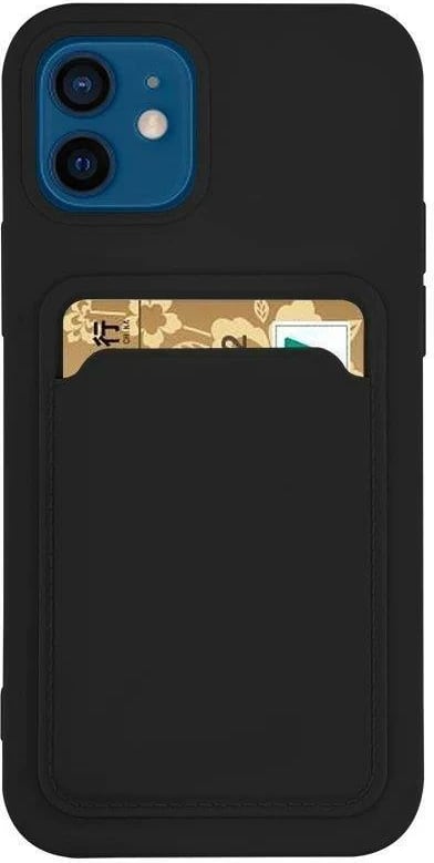 Mbështjellës Hurtel për Samsung Galaxy A73, silikon, me xhep për karta, zi