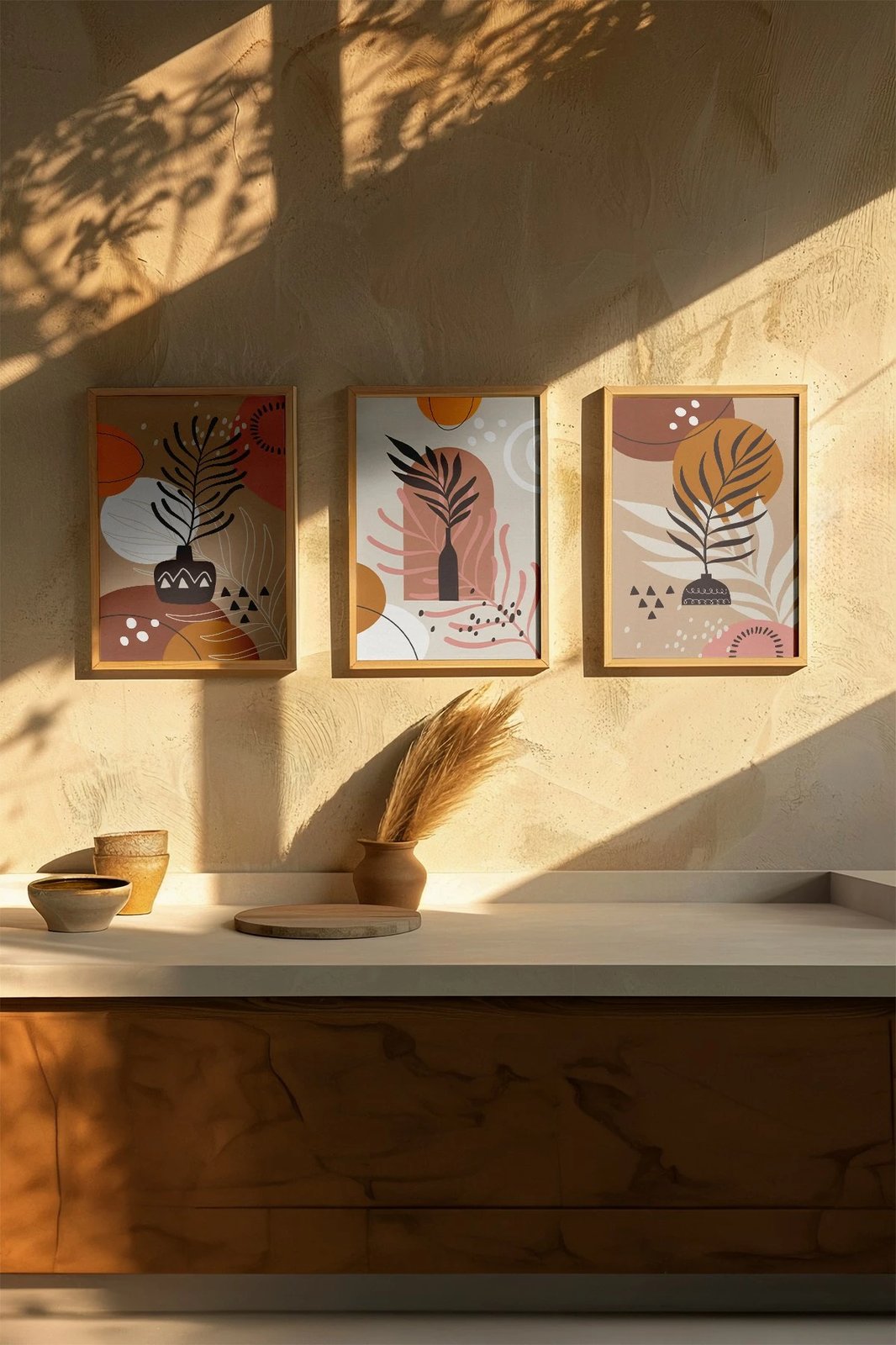 Set pikturash dekorative me kornizë, shumëngjyrëshe, 3 copë, Wallity, 3Dartsohoset117