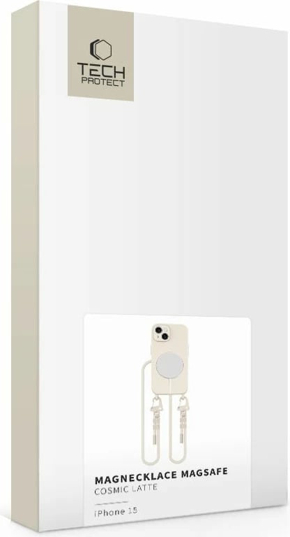 Mbështjellës Tech-Protect MagNecklace për iPhone 14/14 Plus, MagSafe, Bezhe me litar