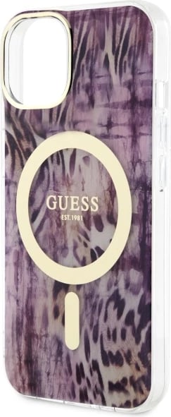 Mbështjellës Guess Leopard MagSafe për iPhone 14, Rozë Mbështjellës Guess Leopard MagSafe për iPhone 14, Rozë