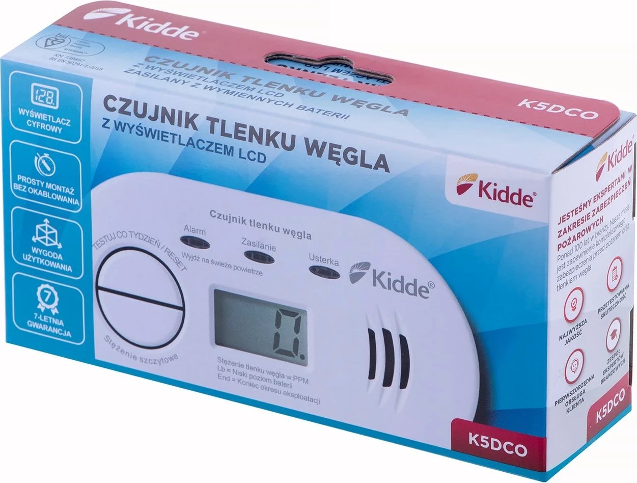 Detektor karbon monoksidi Kidde K5DCO, i bardhë