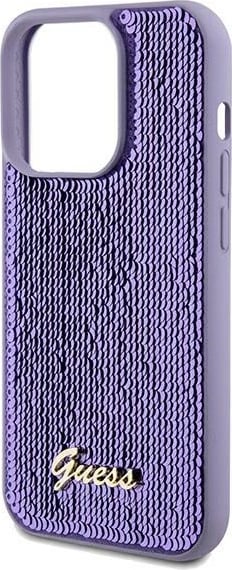 Mbështjellës Guess Sequin Script Metal për iPhone 14 Pro, vjollcë Mbështjellës Guess Sequin Script Metal për iPhone 14 Pro, vjollcë