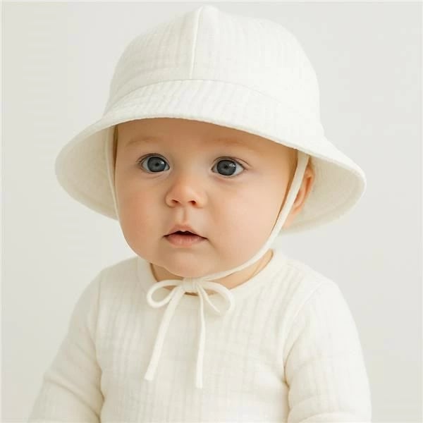 Kapelë bebe muslin, New Baby, Elizabeth, madhësi 86 (12-18m), e bardhë