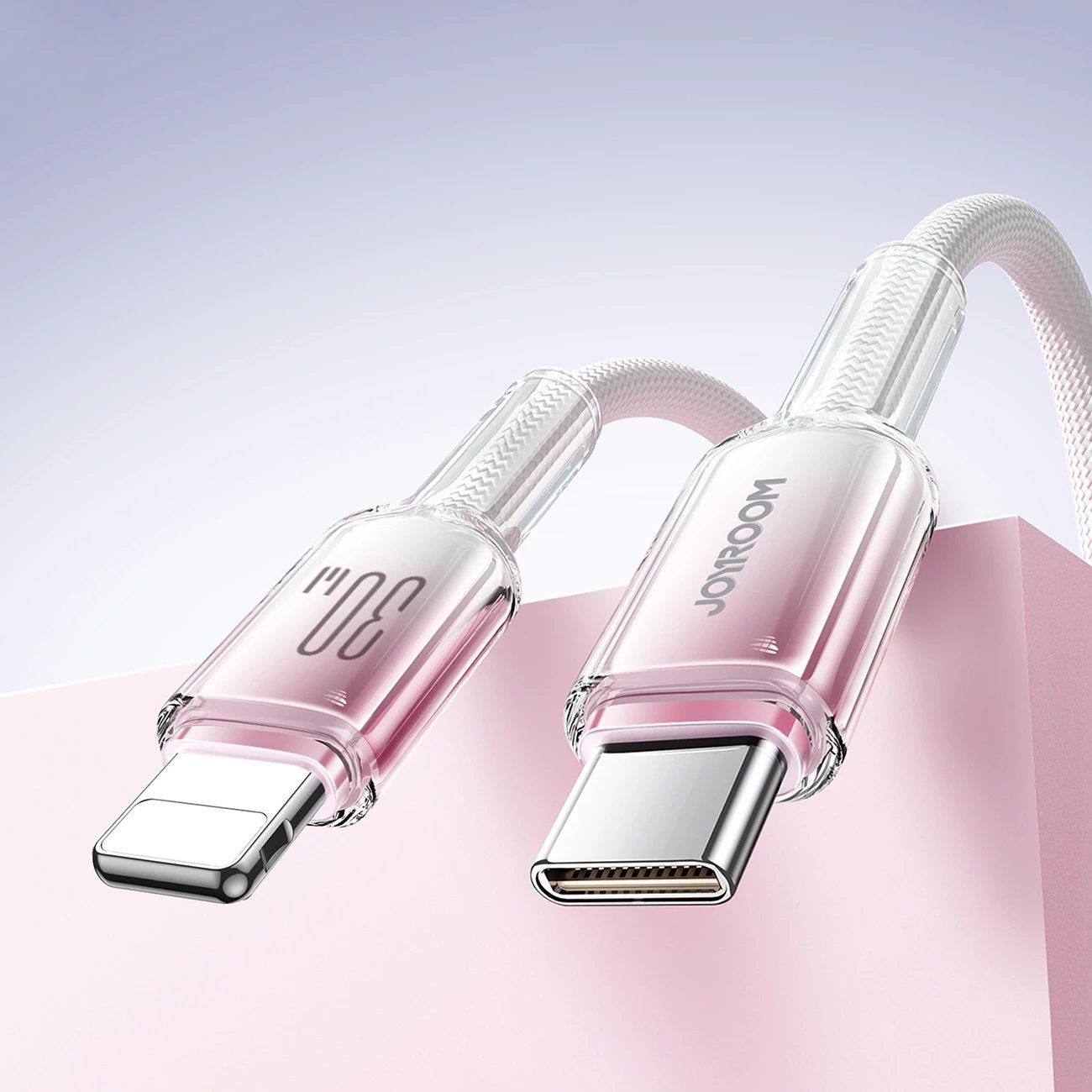 Kabllo Joyroom S-A42 Crystal-Clear Series, USB-C në Lightning, 1.2m, 30W, Bardhë