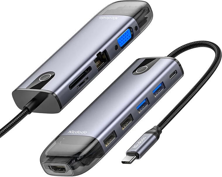 Kasë Mcdodo HU-7740, 6-në-1, USB-C, HDMI, USB3.0*2, SD, TF, Gri