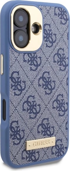 Mbështjellës Guess 4G Logo Plate MagSafe për iPhone 16 Plus, Blu