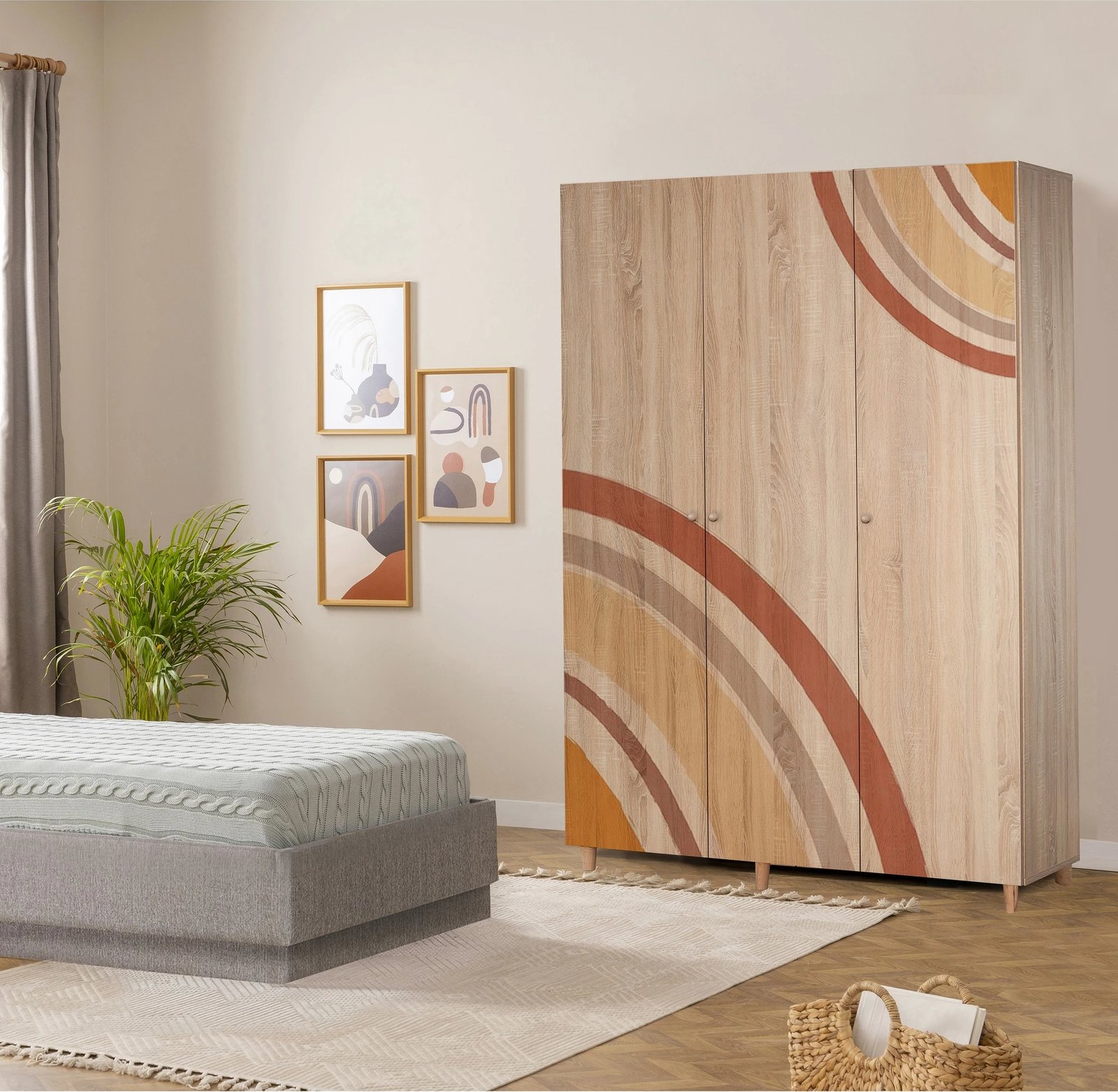 Dollap Lena 3, ngjyrë sonomo, Skye Decor, 135x192x52cm