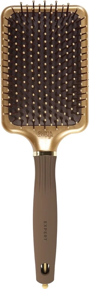 Furçë flokësh për femra Olivia Garden Expert Care Rectangular Brush me fije najloni Gold&Brown, 1 copë