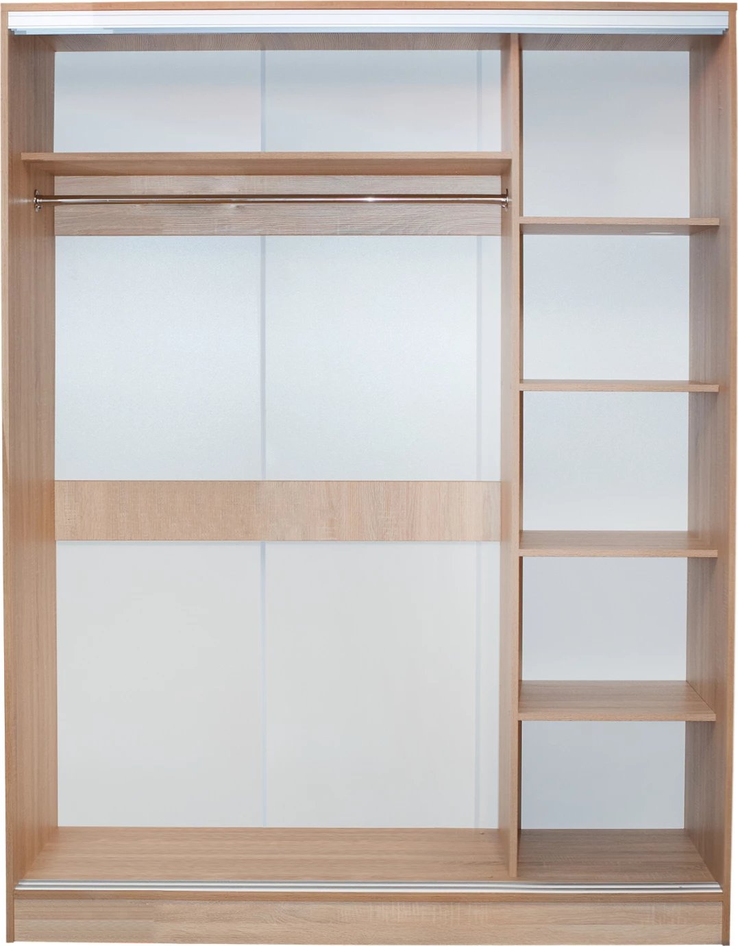 Dollap me dyer rrëshqitëse, pasqyrë, ngjyrë lisi, FH2437, 180x60x210 cm