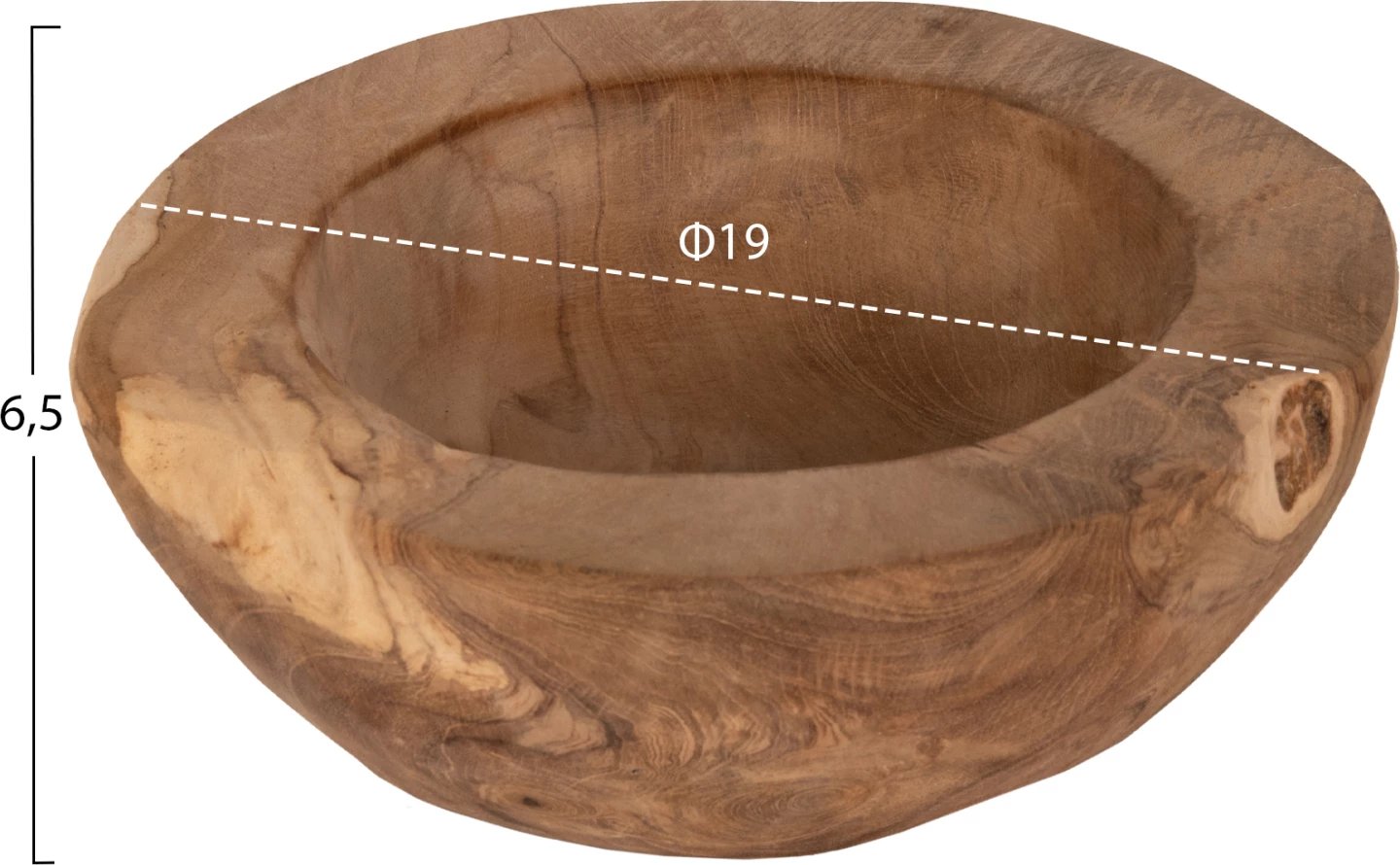 Enë dekorative për tavolinë, dru TEAK, YOKI, Φ19x6.5H cm