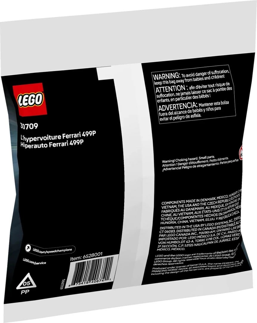 Set lodër LEGO Speed Champions Ferrari 499P Hypercar 30709, 62 pjesë, me minifigurë