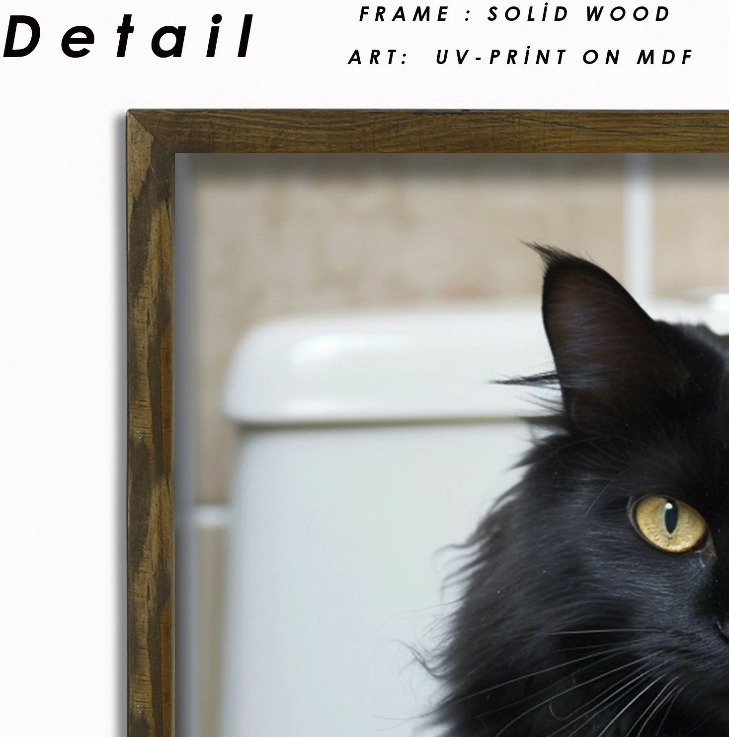 Pikturë dekorative me kornizë MDF, mace me gazetë, AI042