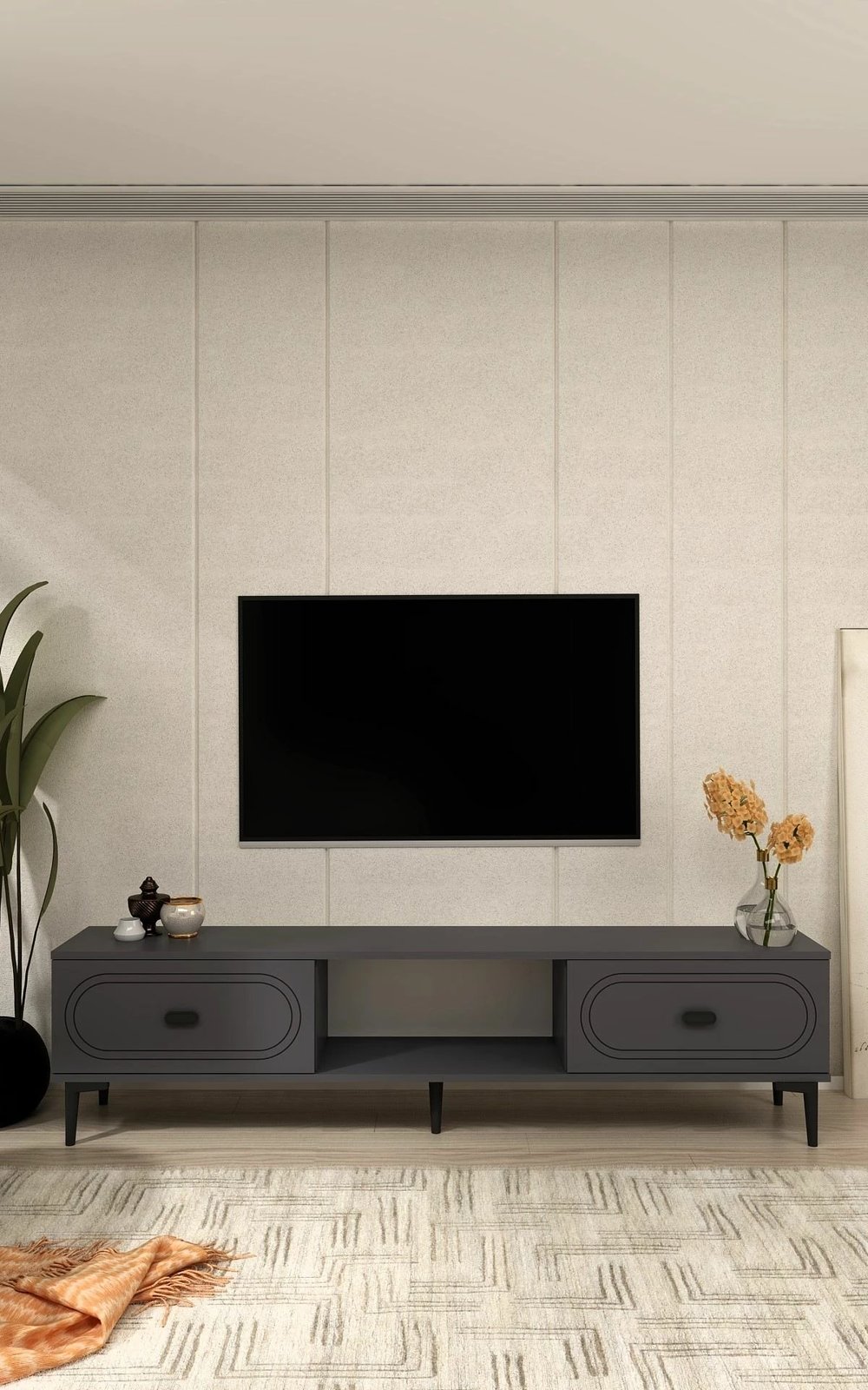 Komodë TV Skye Decor, ngjyrë antracit, 150x40.6x29.6cm