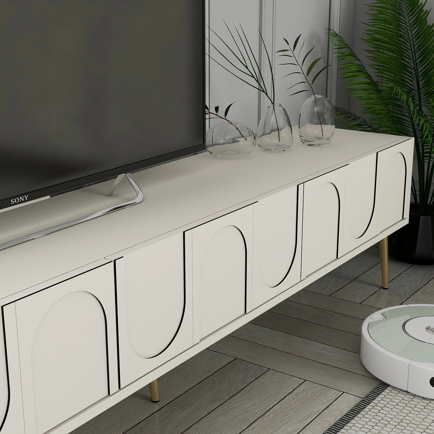 Njësi TV Skye Decor, Lyon 2, krem dhe ari