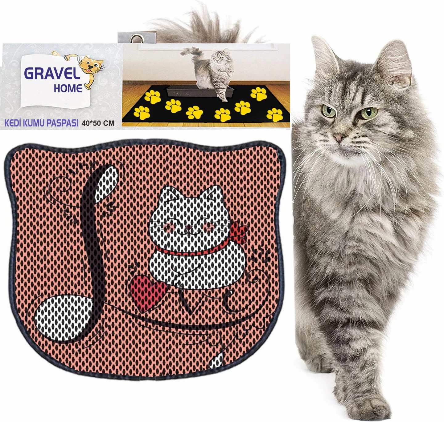 Tapet për rërë mace, Paws & Whiskers, Kdkafa0083, shumëngjyrësh, 40x50cm