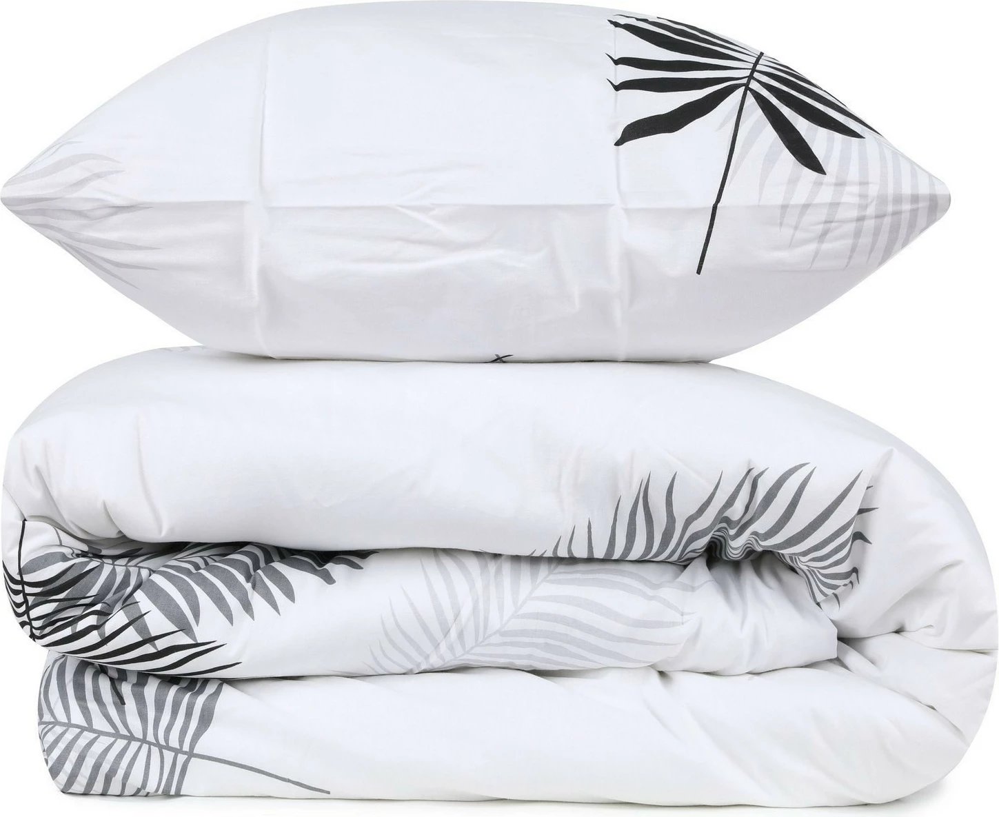 Set mbulesë për jorgan njëpersonësh, ngjyrë gri dhe e bardhë, L'essentiel, Plume