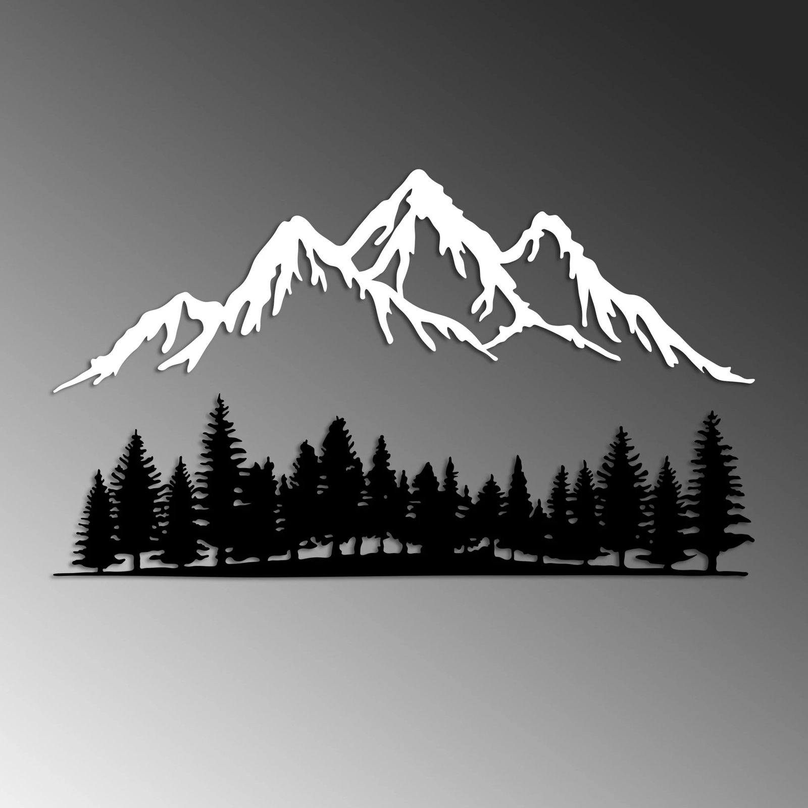 Aksesor dekorativ metalik për mur, natyrë dhe male, Wallity