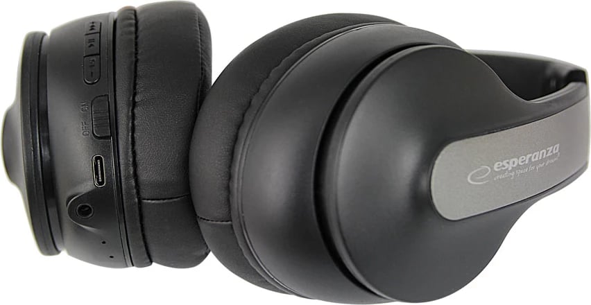 Kufje Bluetooth me ANC, Esperanza, Silence EH240, Bluetooth 5.3, mikrofon, bateri me jetë të gjatë, e zezë