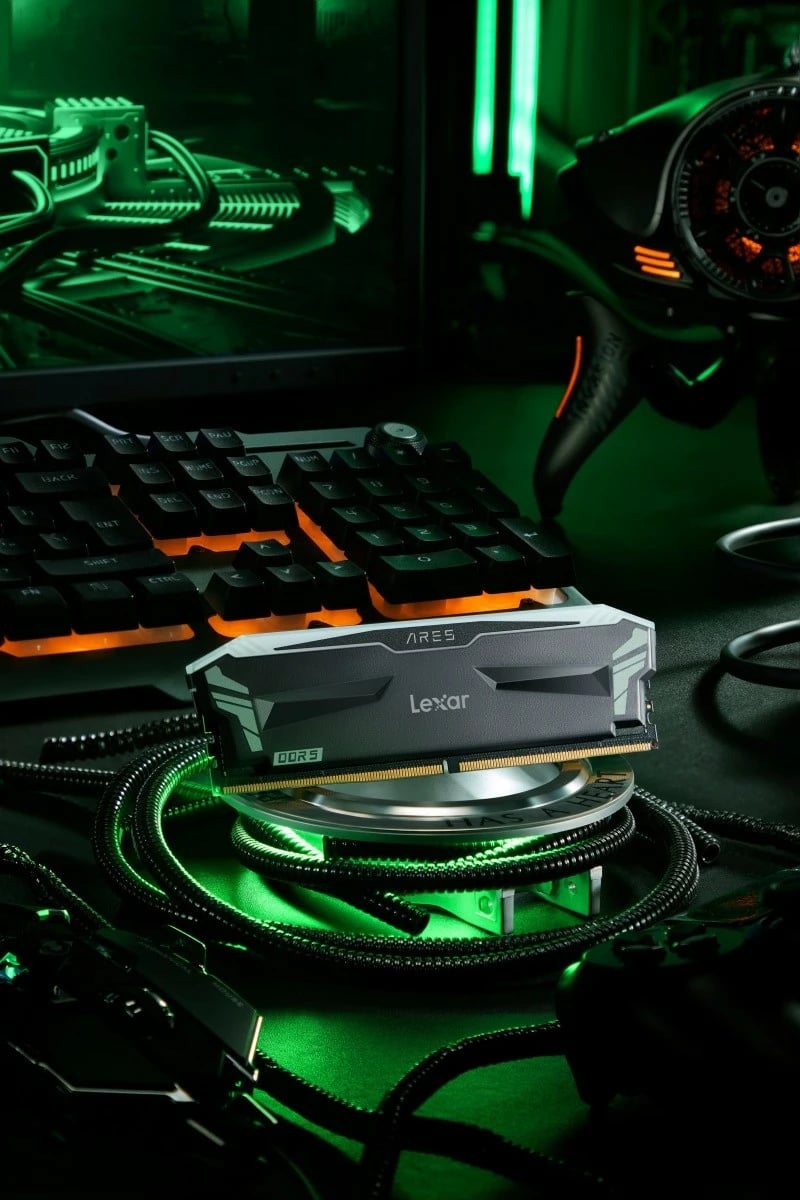 RAM Memorje Lexar ARES RGB DDR5, 32GB (2x16GB), 7200 MHz, CL34, e zezë RAM Memorje Lexar ARES RGB DDR5, 32GB (2x16GB), 7200 MHz, CL34, e zezë