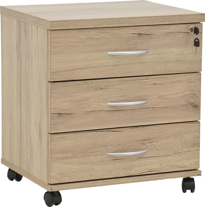 Komodë zyre me rrota, ngjyrë natyrale, Anze, 48x38x53cm