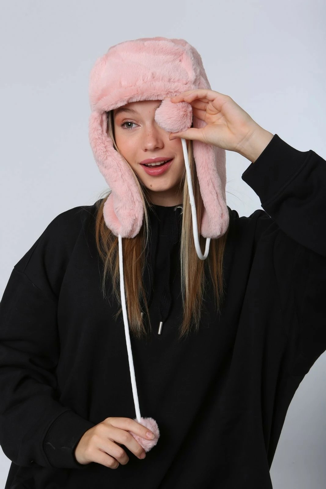 Kapelë dimri për femra, ngjyrë rozë e lehtë, Jumeon, Bere1103