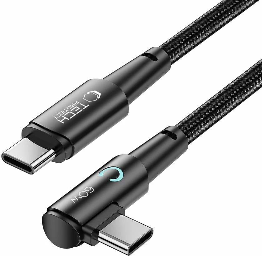 Kabllo USB-C në USB-C Tech-Protect UltraBoost L, 1m, 60W, Najlon, Gri