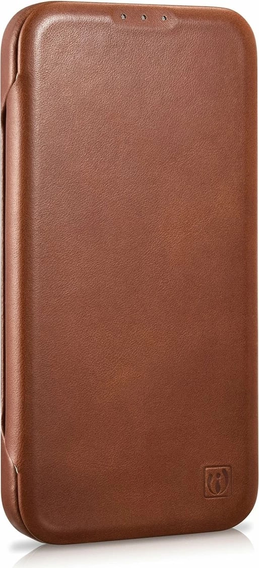 Mbështjellës iCarer Oil Wax Premium Leather Folio për iPhone 14 Plus, MagSafe, kafe