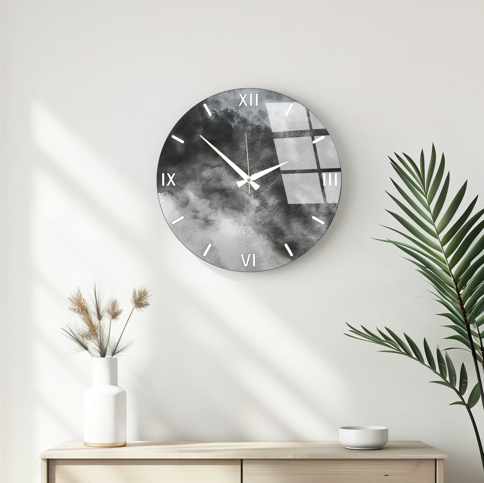 Orë muri dekorative prej qelqi, Wallity, Huhu349, 40x40cm