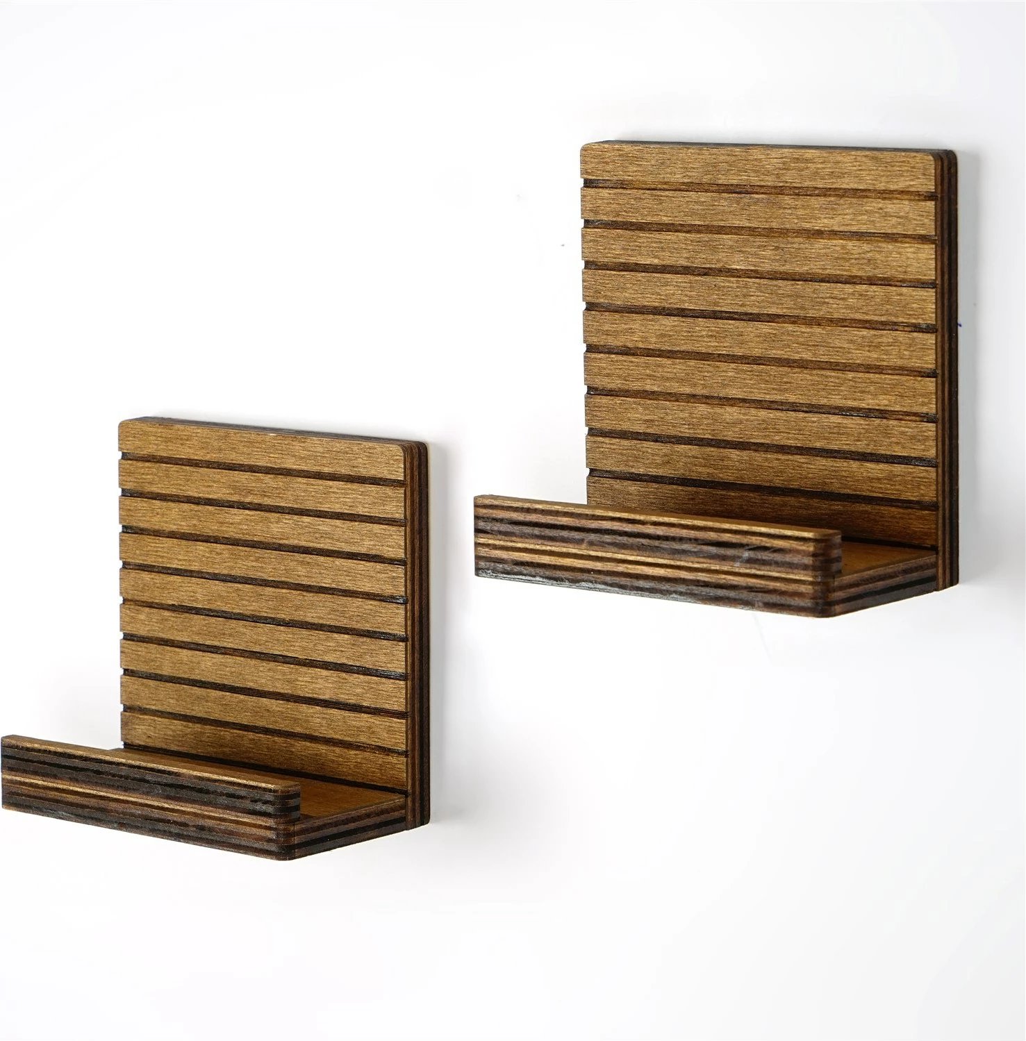 Raf muri, ngjyrë arre, Hanah Home, Raf263, 13x13x7cm (2 copë)