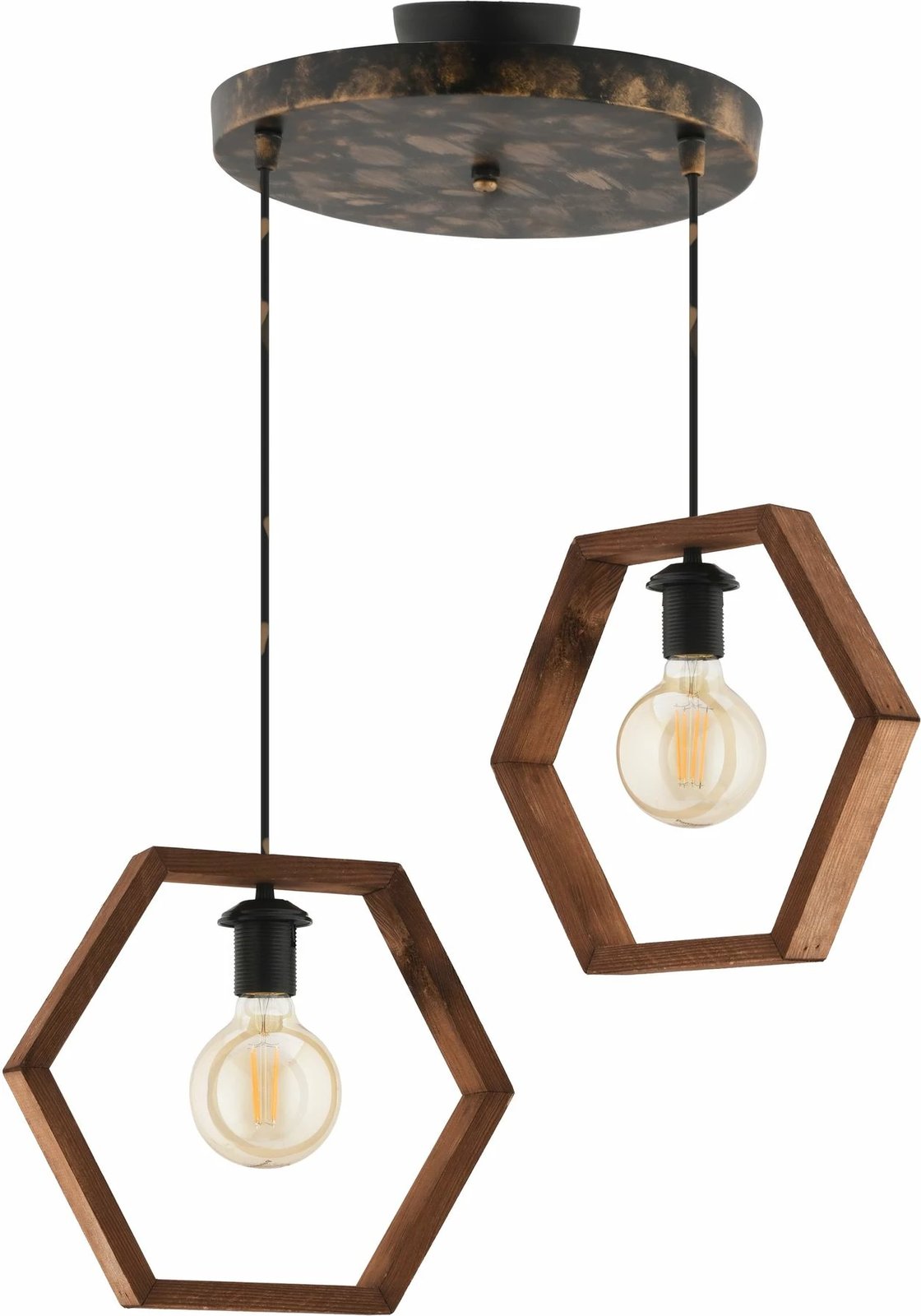 Llambë tavani Opviq, Hexagon Double, ngjyrë kafe dhe e zezë