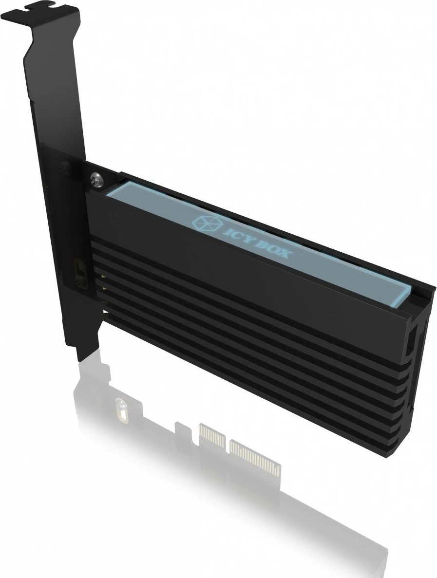 Kartë zgjerimi PCIe IcyBox IB-PCI214M2-HSL me slot M.2 NVMe, me disipator, LED blu