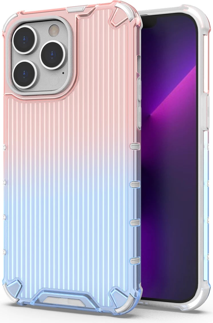 Mbështjellës Hurtel Ombre Protect Case për iPhone 14 Pro, rozë-kaltër