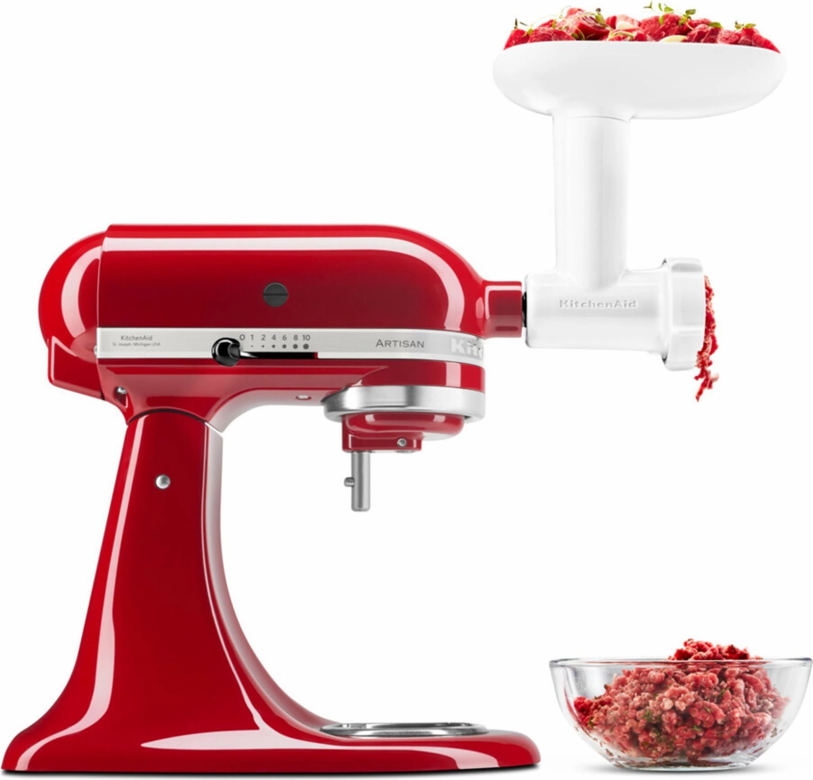 Mulli mishi KitchenAid 5KSMFGA, pjesë të larshme, plastikë/inoks, bardhë