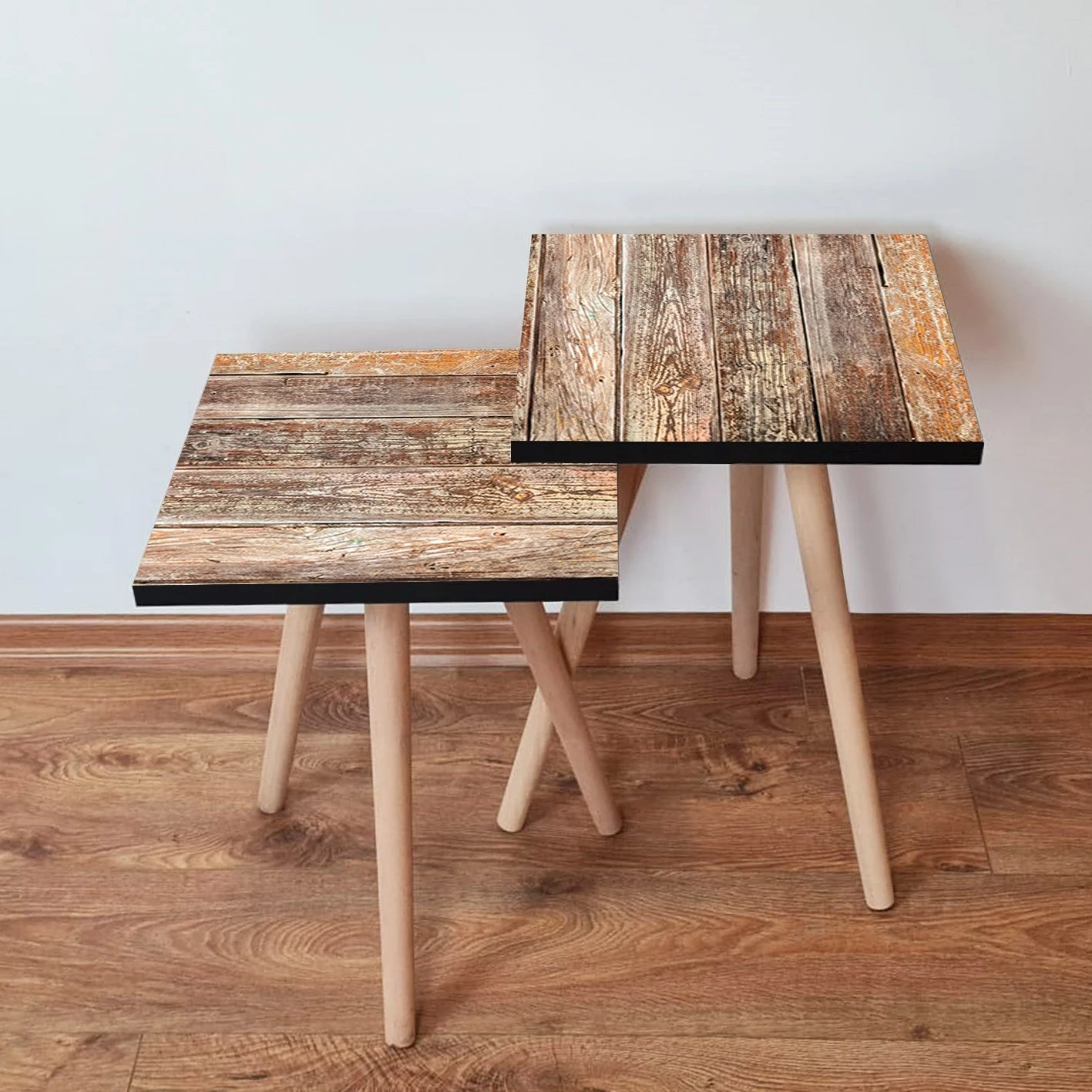 Set tavolinash ndihmëse të vendosshme, dy copë, ngjyrë kafe dhe camel, Skye Decor, 2Shp121