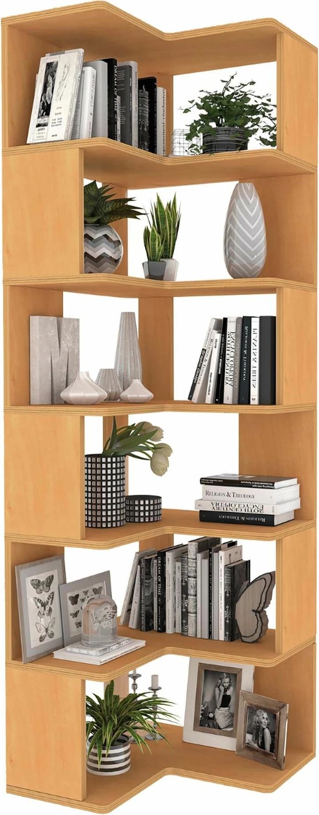 Set tavoline pune me raft librash, ngjyrë teak, Skye Decor, CPT4802-150