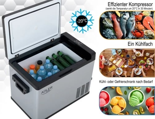 Frigorifer portativ me kompresor, Adler, AD 8081, 40L, ekran LCD, diapazon -20°C deri +20°C, gri/zi Frigorifer portativ me kompresor, Adler, AD 8081, 40L, ekran LCD, diapazon -20°C deri +20°C, gri/zi